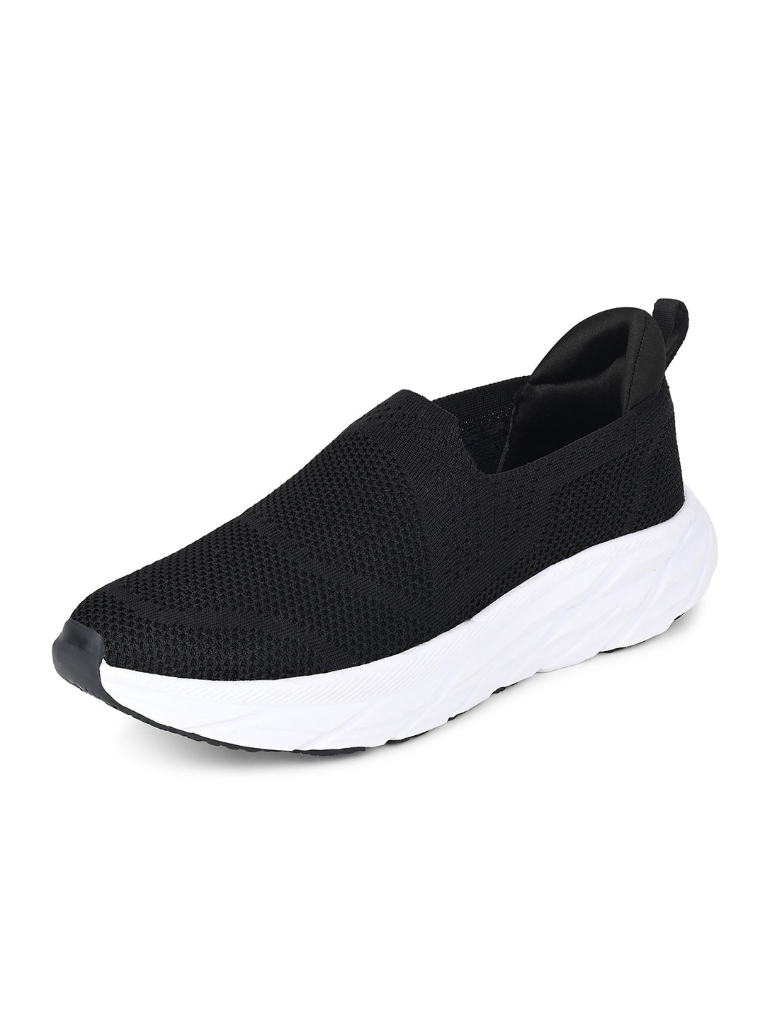 Black Flyknit Slip-On Sneakers For Men