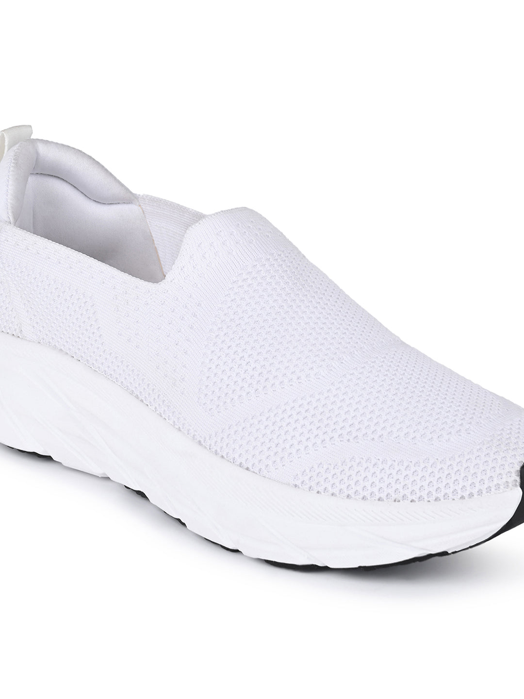 White Flyknit Slip-On Sneakers For Men