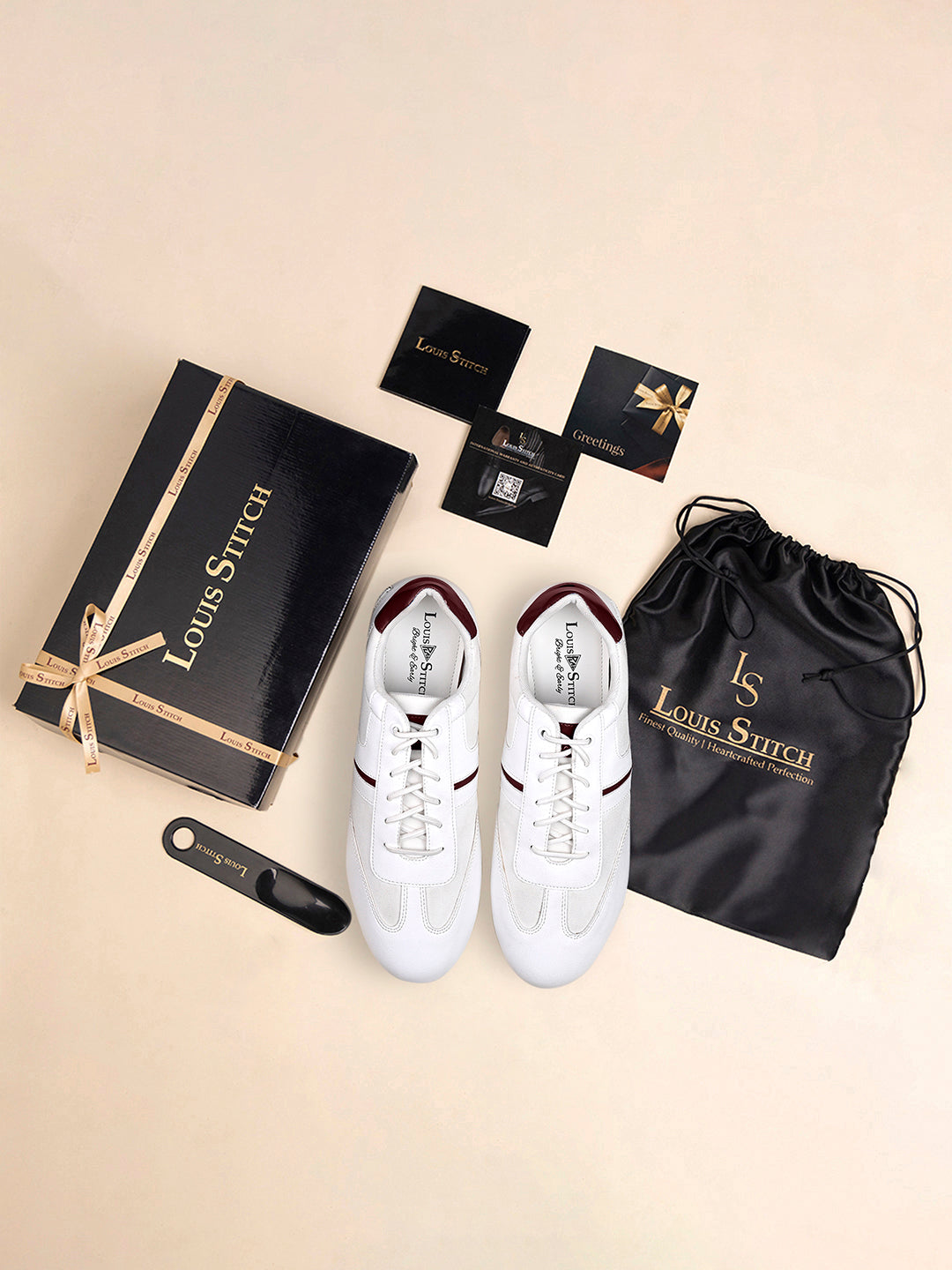 White and Rosewood Sneakers For Men