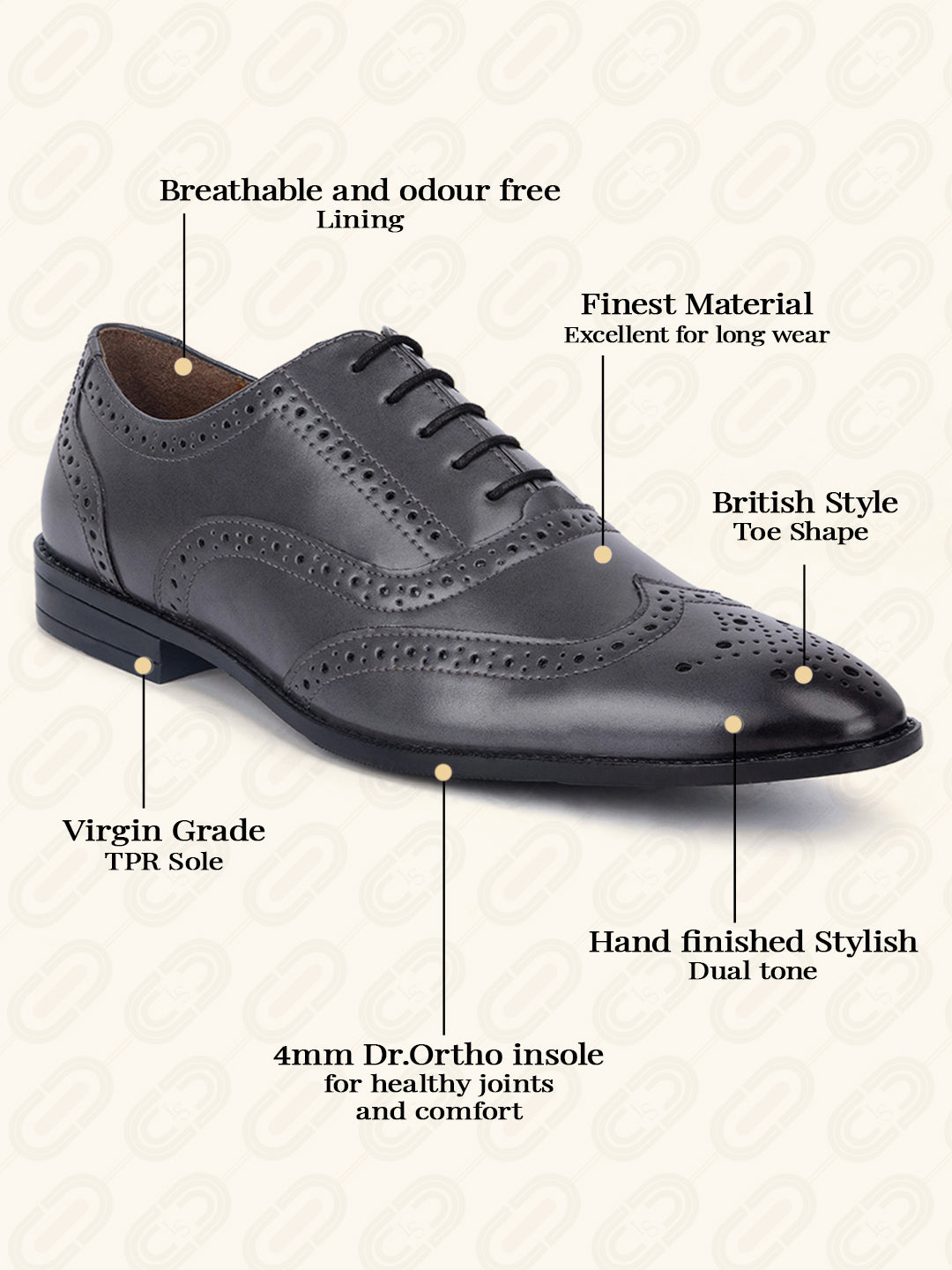 Men's Wingtip Brogue Style Comfortable Formal Lace Up Shoes