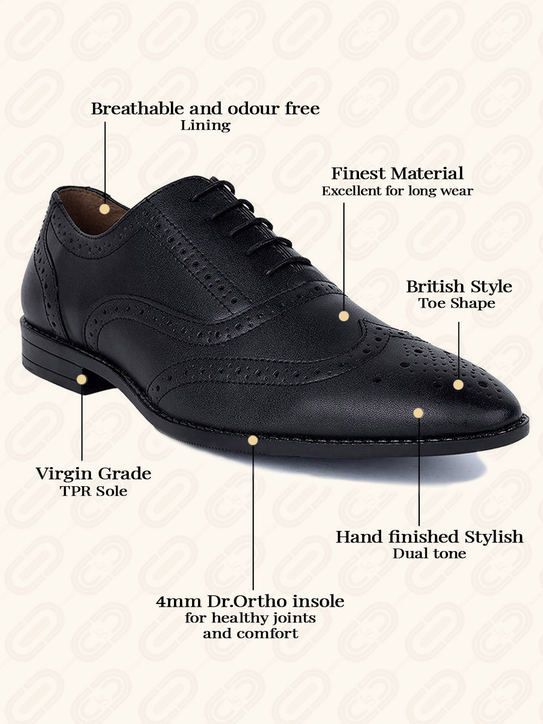 Men's Wingtip Brogue Style Comfortable Formal Lace Up Shoes