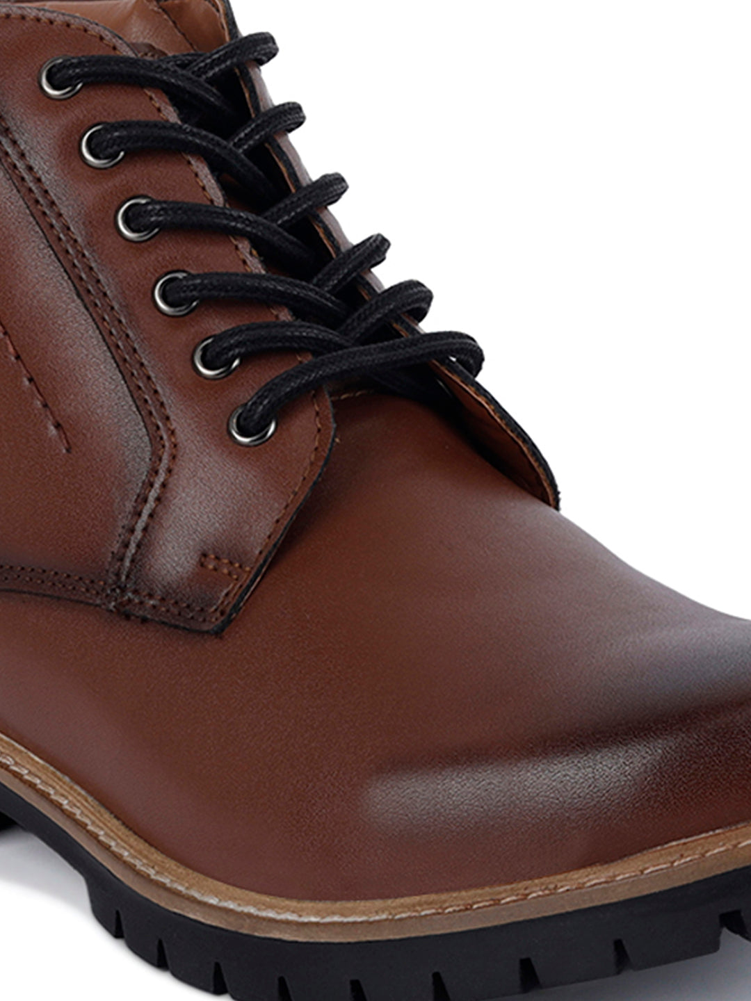 Tan Derby Lace Up Boots