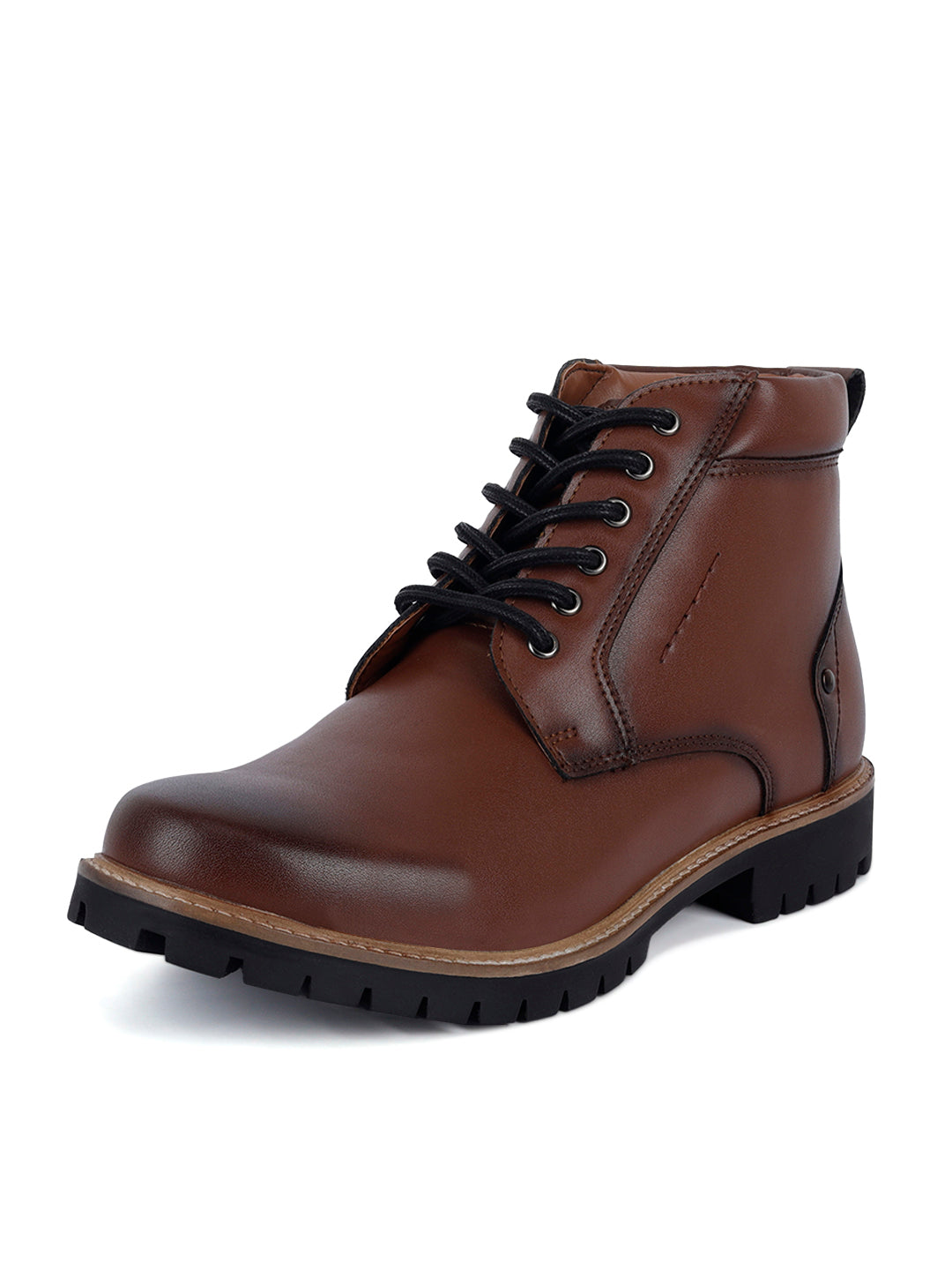 Tan Derby Lace Up Boots