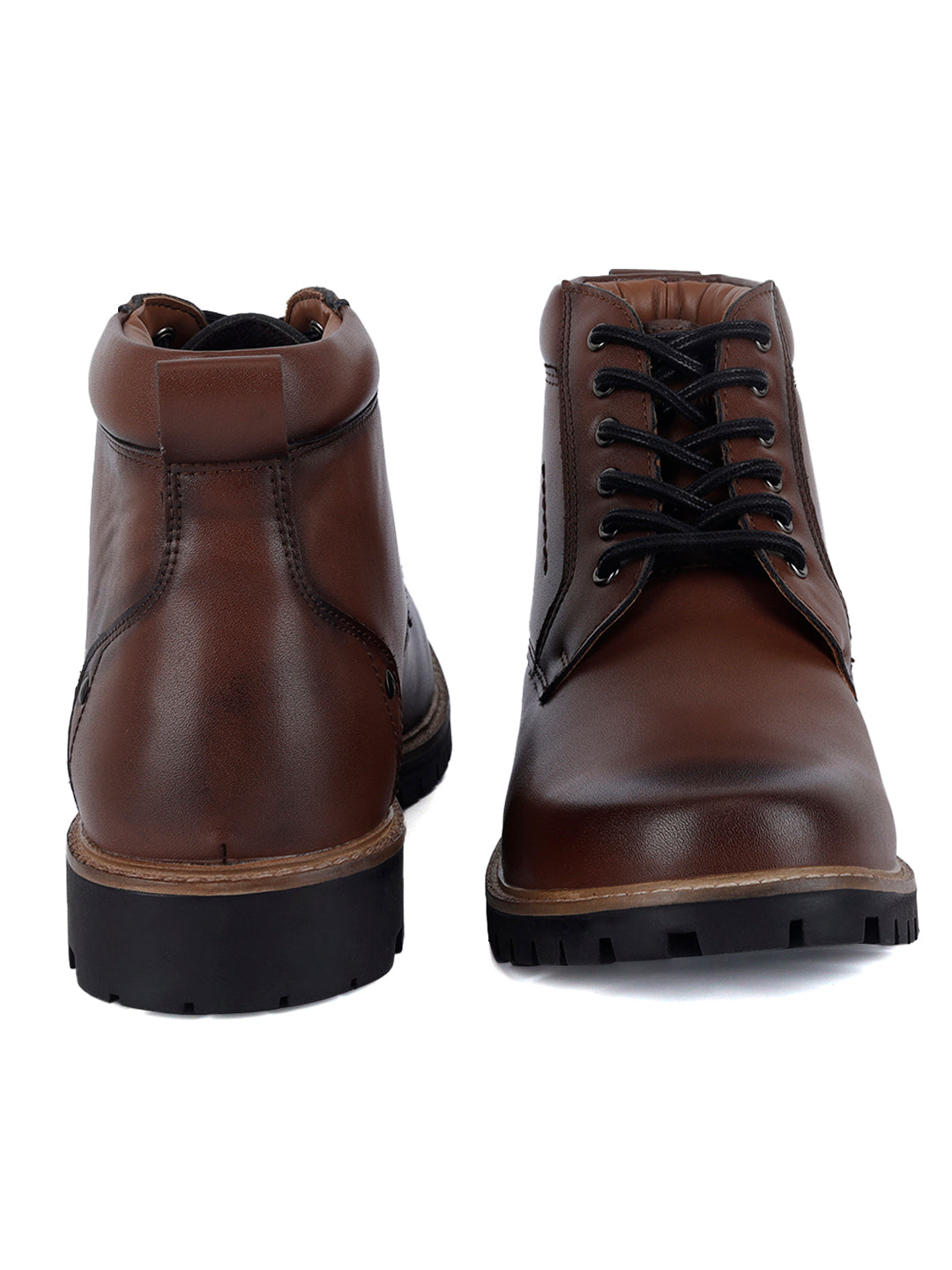 Tan Derby Lace Up Boots