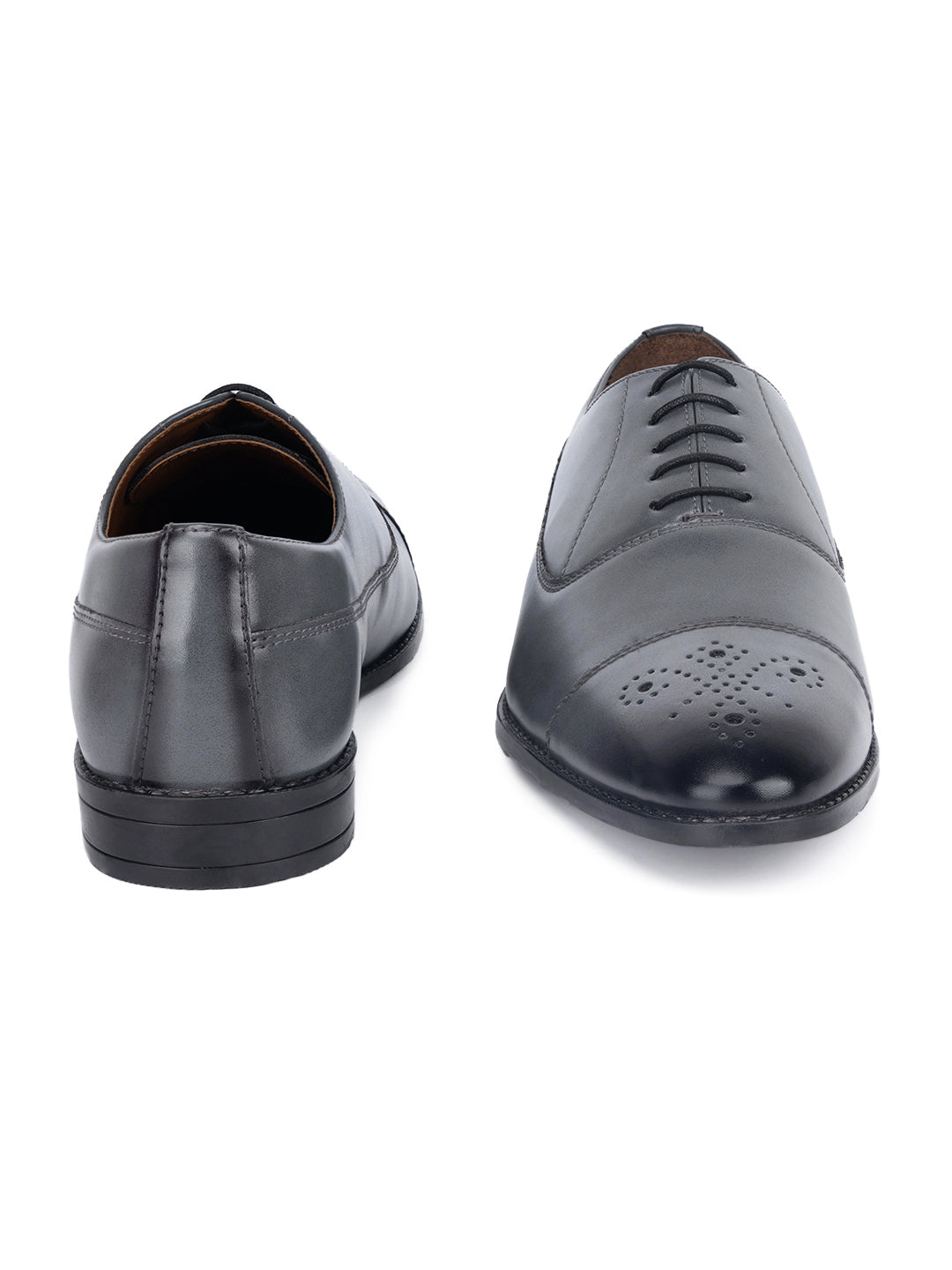 Ash Grey Captoe Style Comfortable Laceups for Men