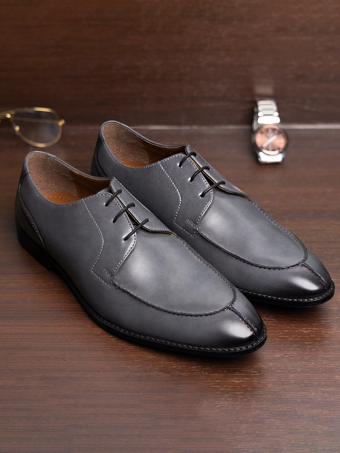 Ash Grey Derby Laceups for Men