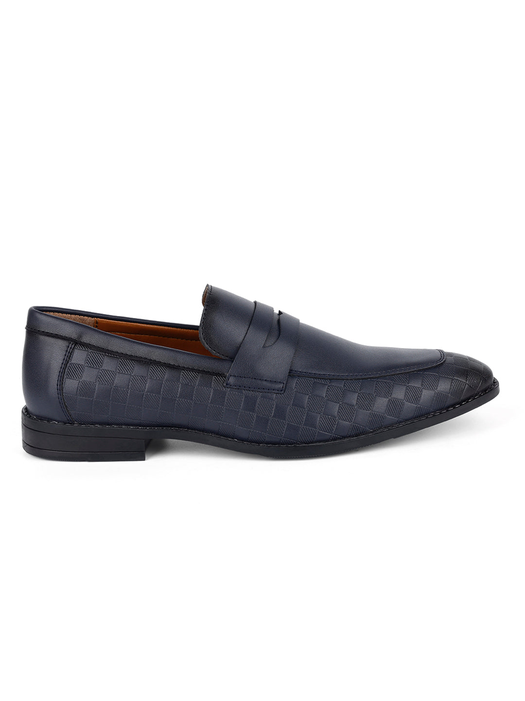 Federal Blue Embossed Moccasins Slipons for Men