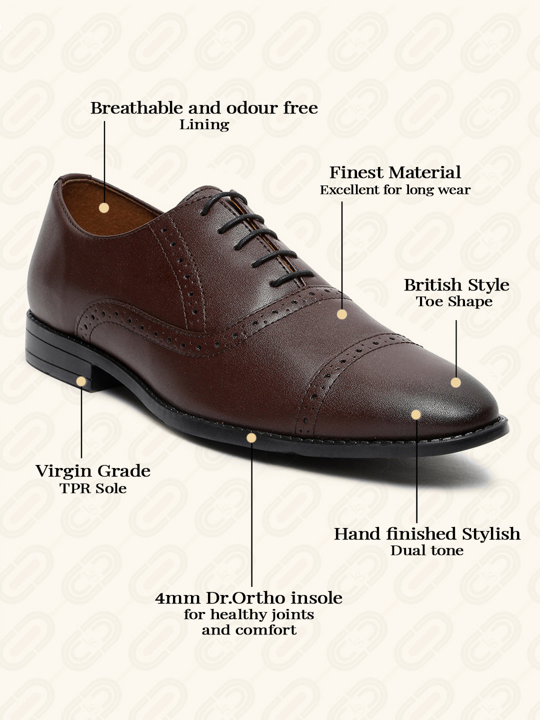 Men's Oxford Style Comfortable Formal Laceup Shoes