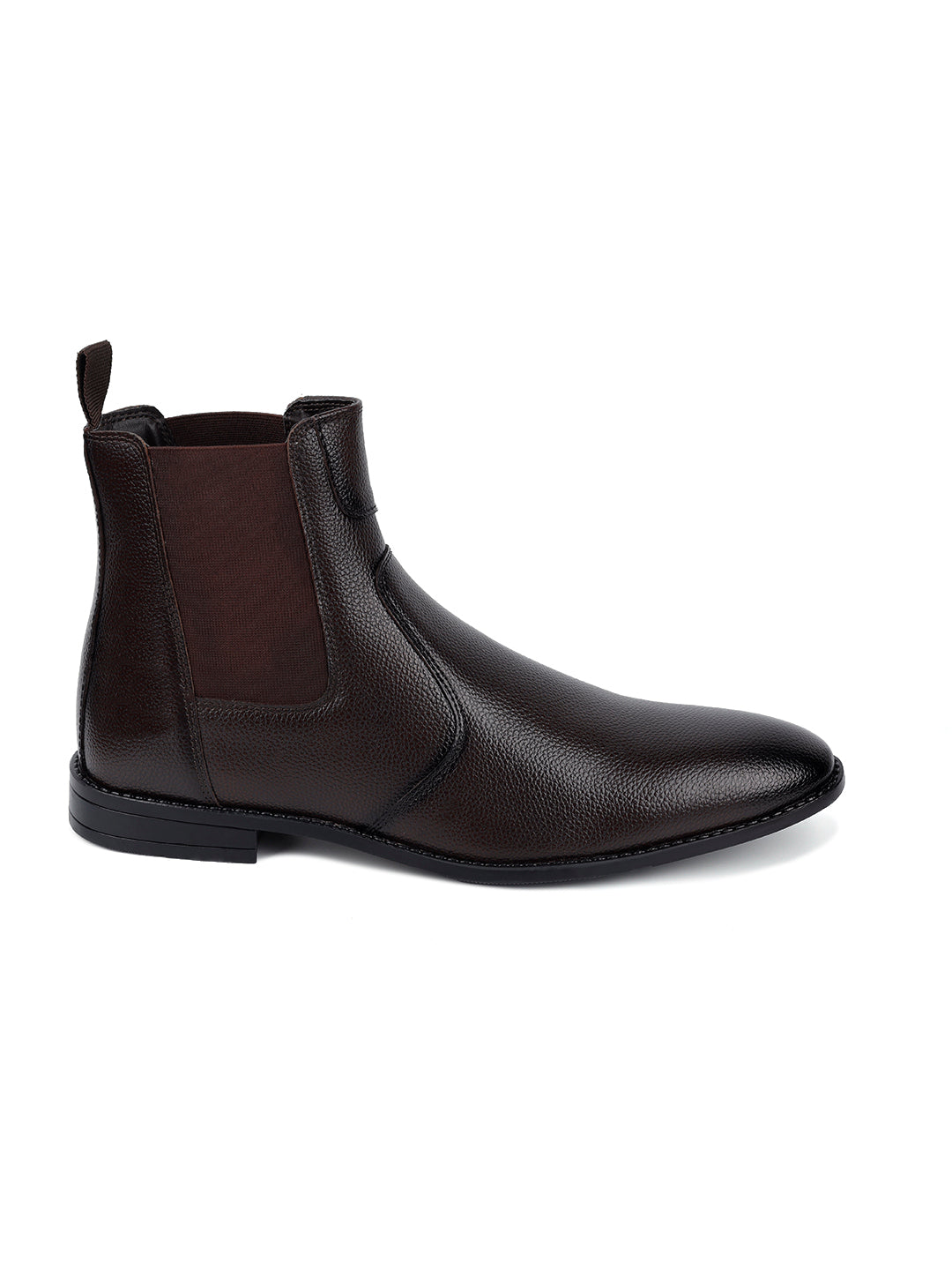 Brunette Brown Handcrafted Chelsea Milled Boots for Men