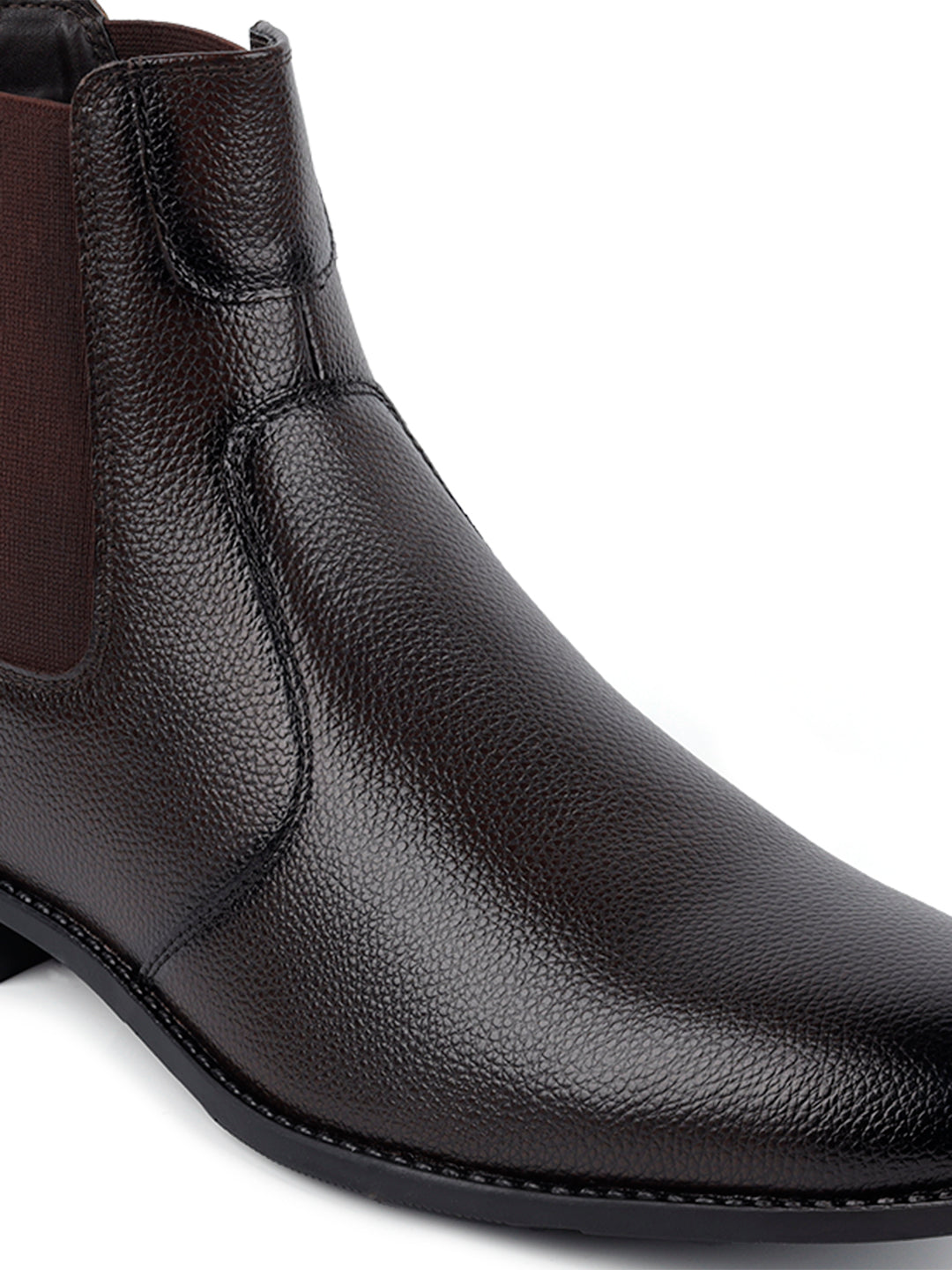 Brunette Brown Handcrafted Chelsea Milled Boots for Men