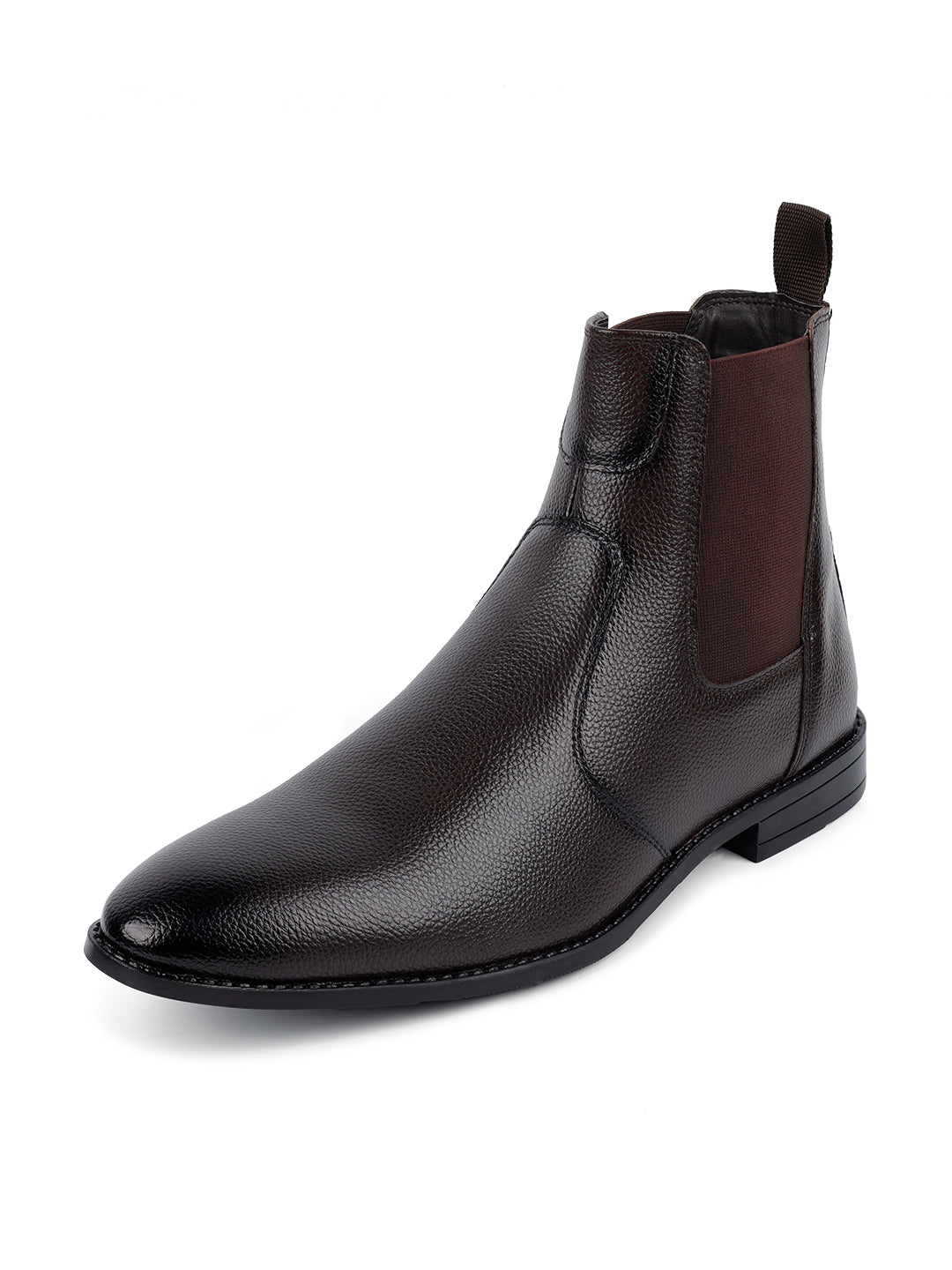 Brunette Brown Handcrafted Chelsea Milled Boots for Men