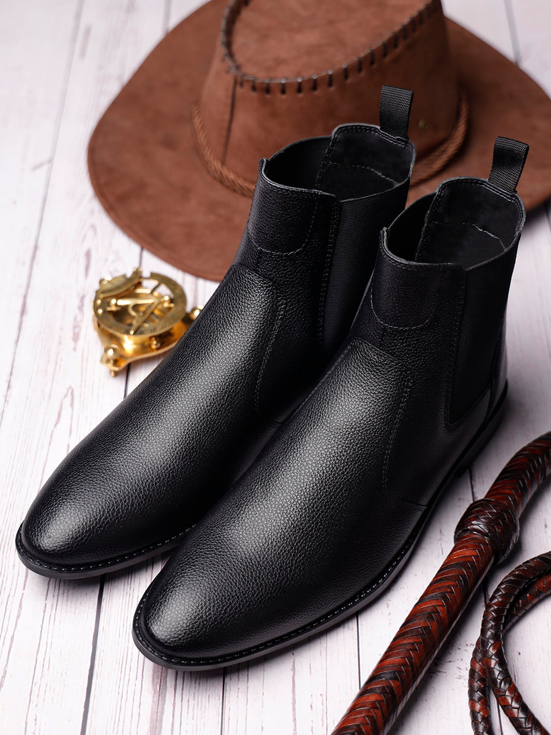 Obsidian Black Handcrafted Chelsea Milled Boots for Men