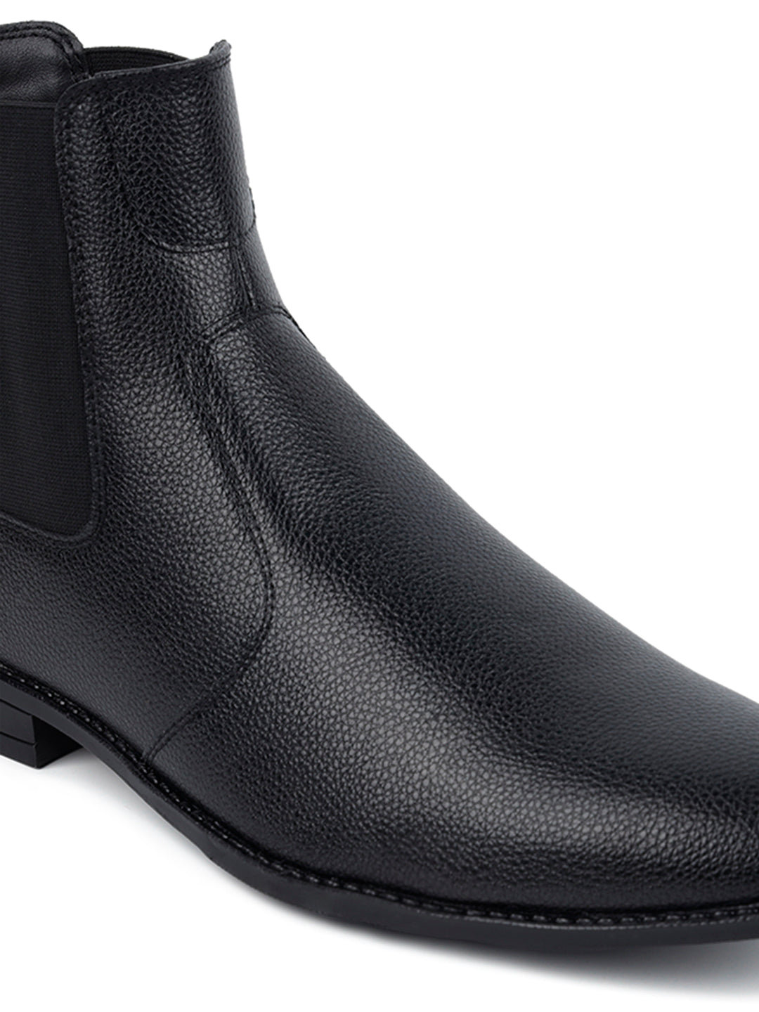 Obsidian Black Handcrafted Chelsea Milled Boots for Men