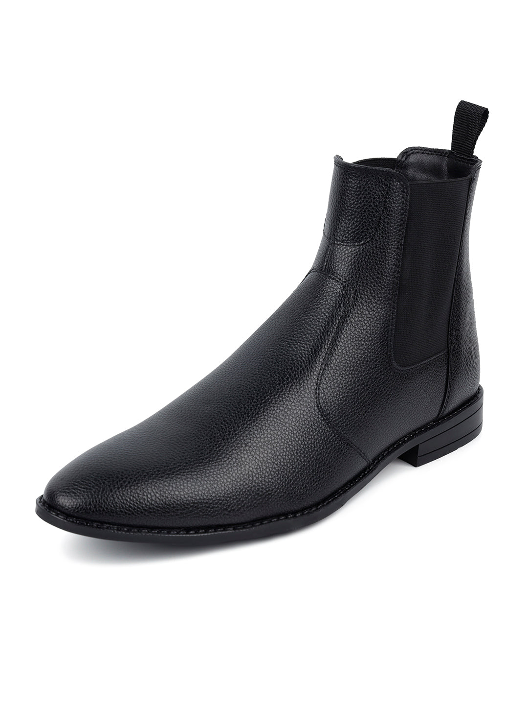 Obsidian Black Handcrafted Chelsea Milled Boots for Men