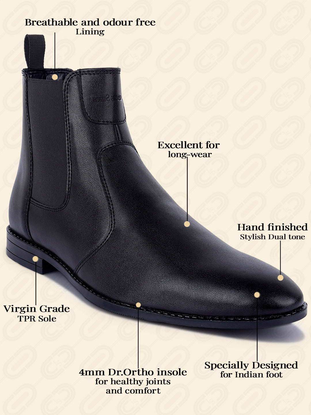 Obsidian Black Dual Tone Handcrafted Chelsea Boots for Men