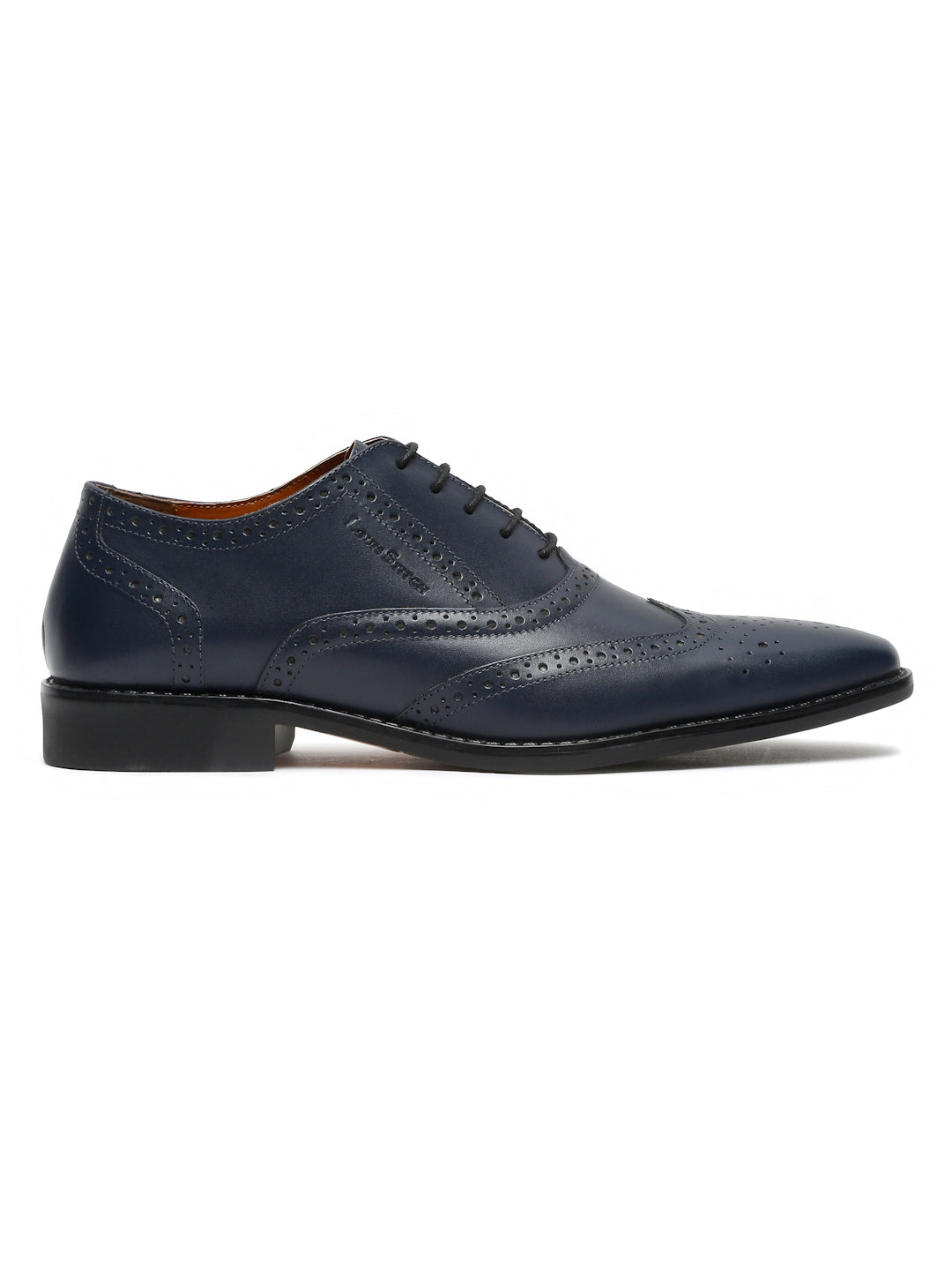 Italian Leather Wingtip Brogue Prussian Blue Shoes for Men