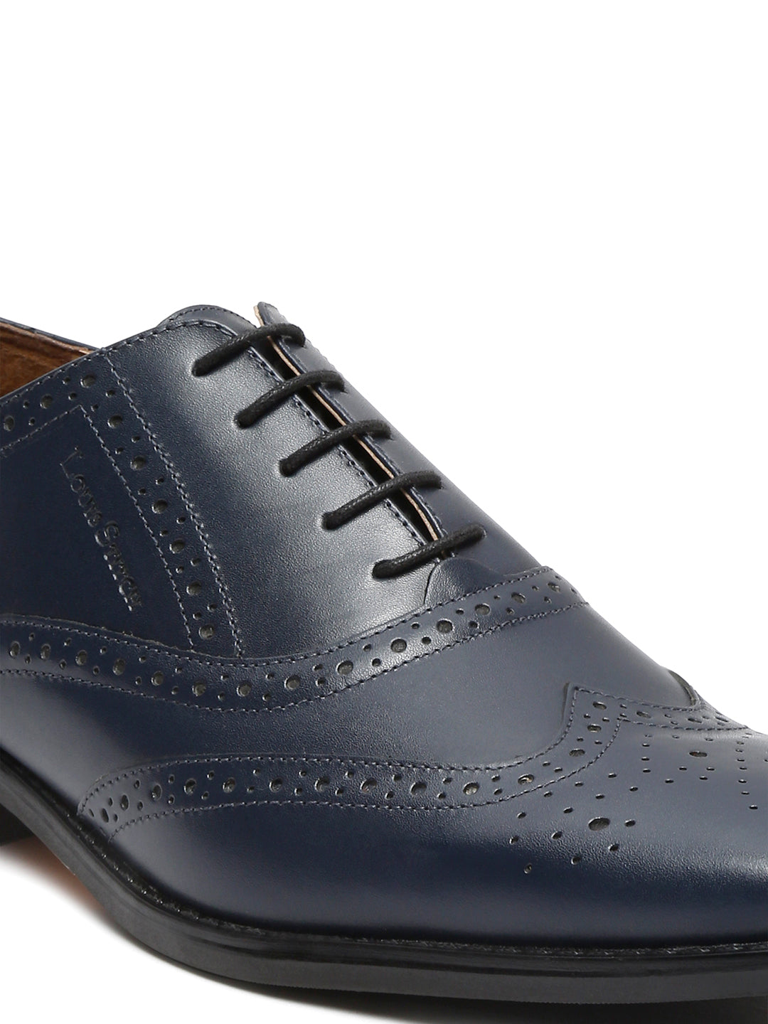 Italian Leather Wingtip Brogue Prussian Blue Shoes for Men