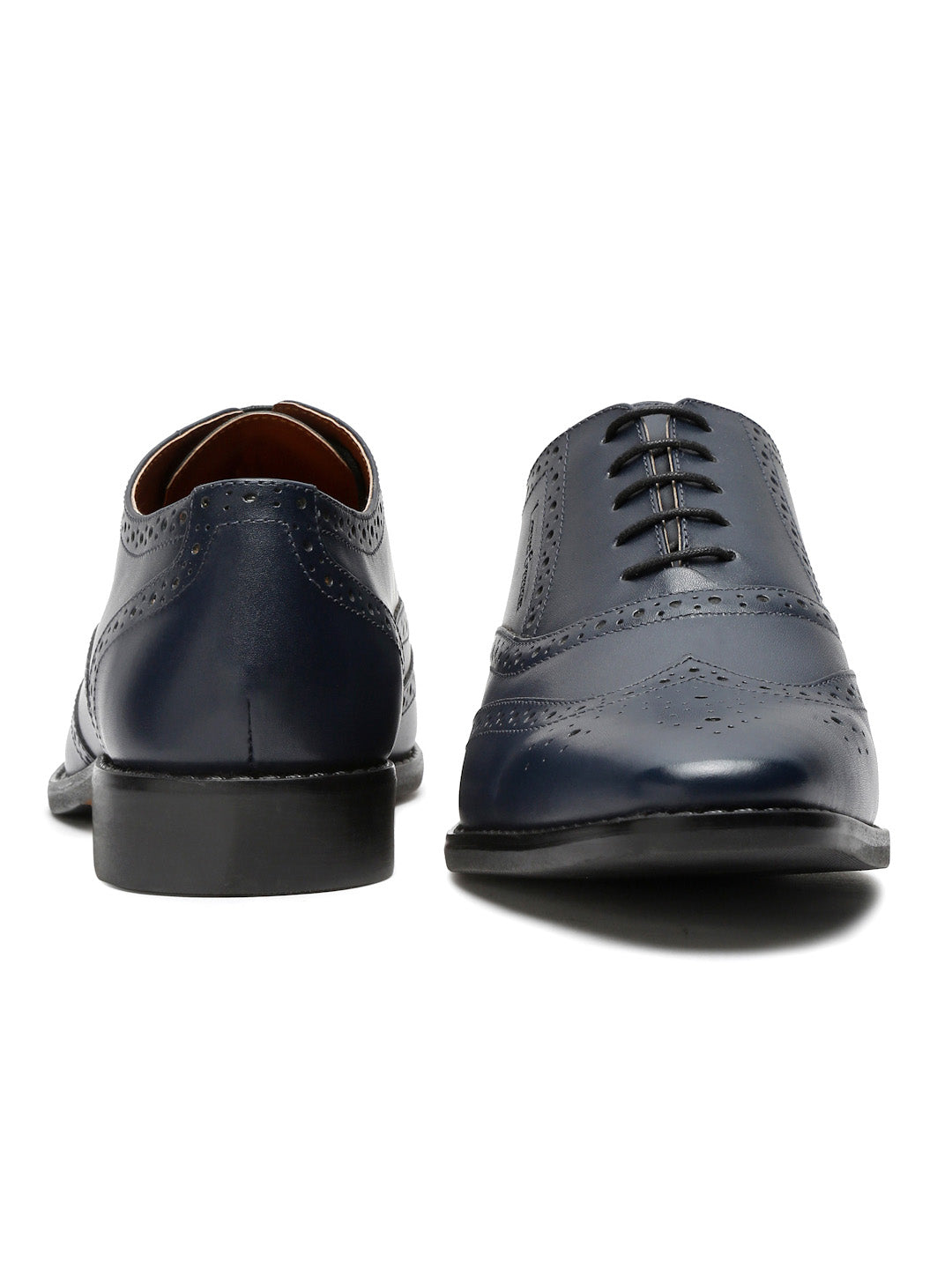 Italian Leather Wingtip Brogue Prussian Blue Shoes for Men