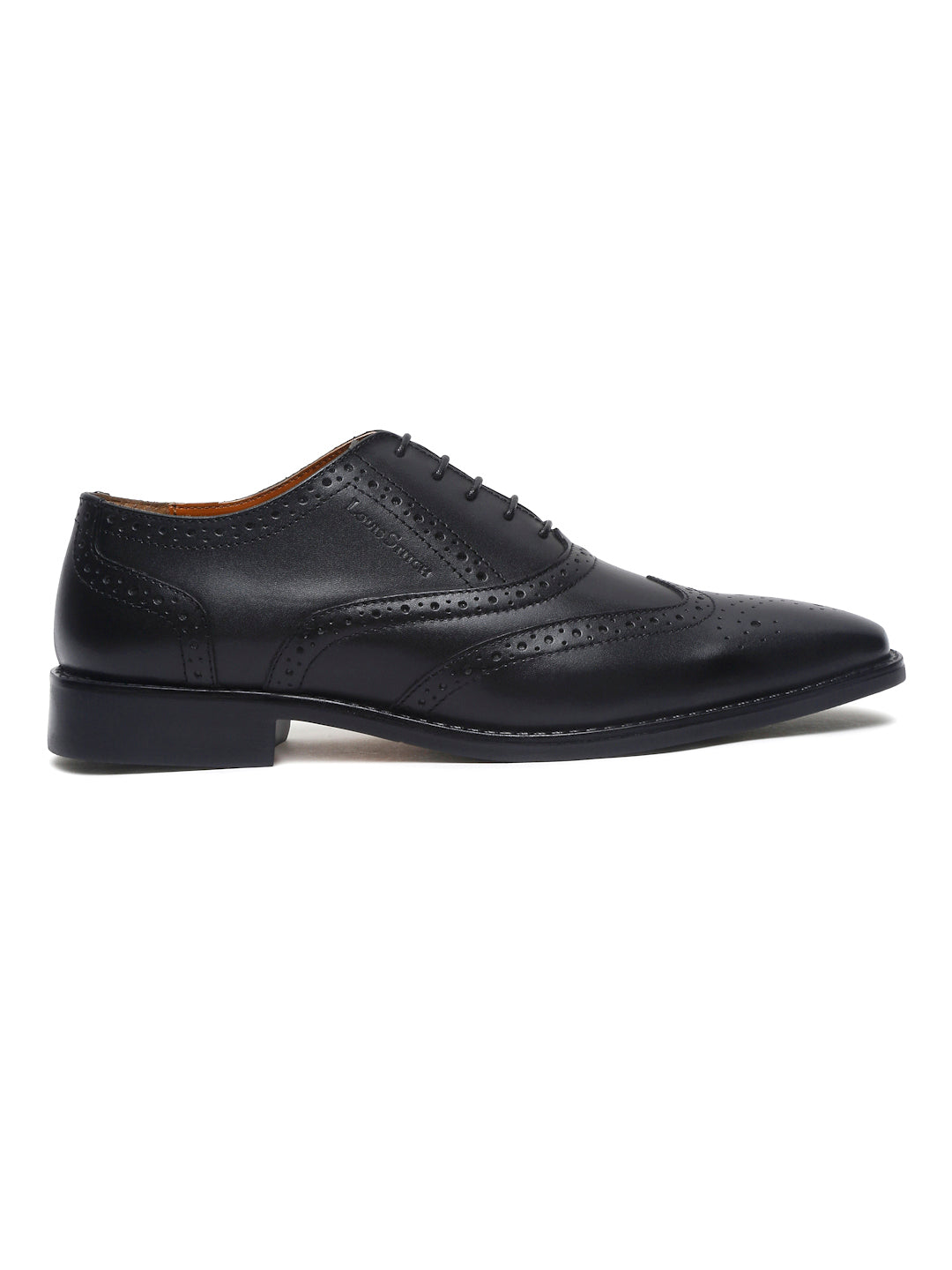 Italian Leather Wingtip Brogue Jet Black Shoes for Men