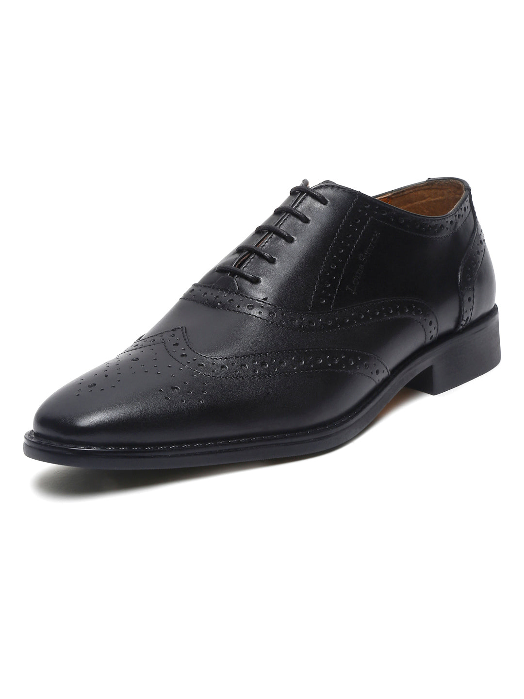 Italian Leather Wingtip Brogue Jet Black Shoes for Men