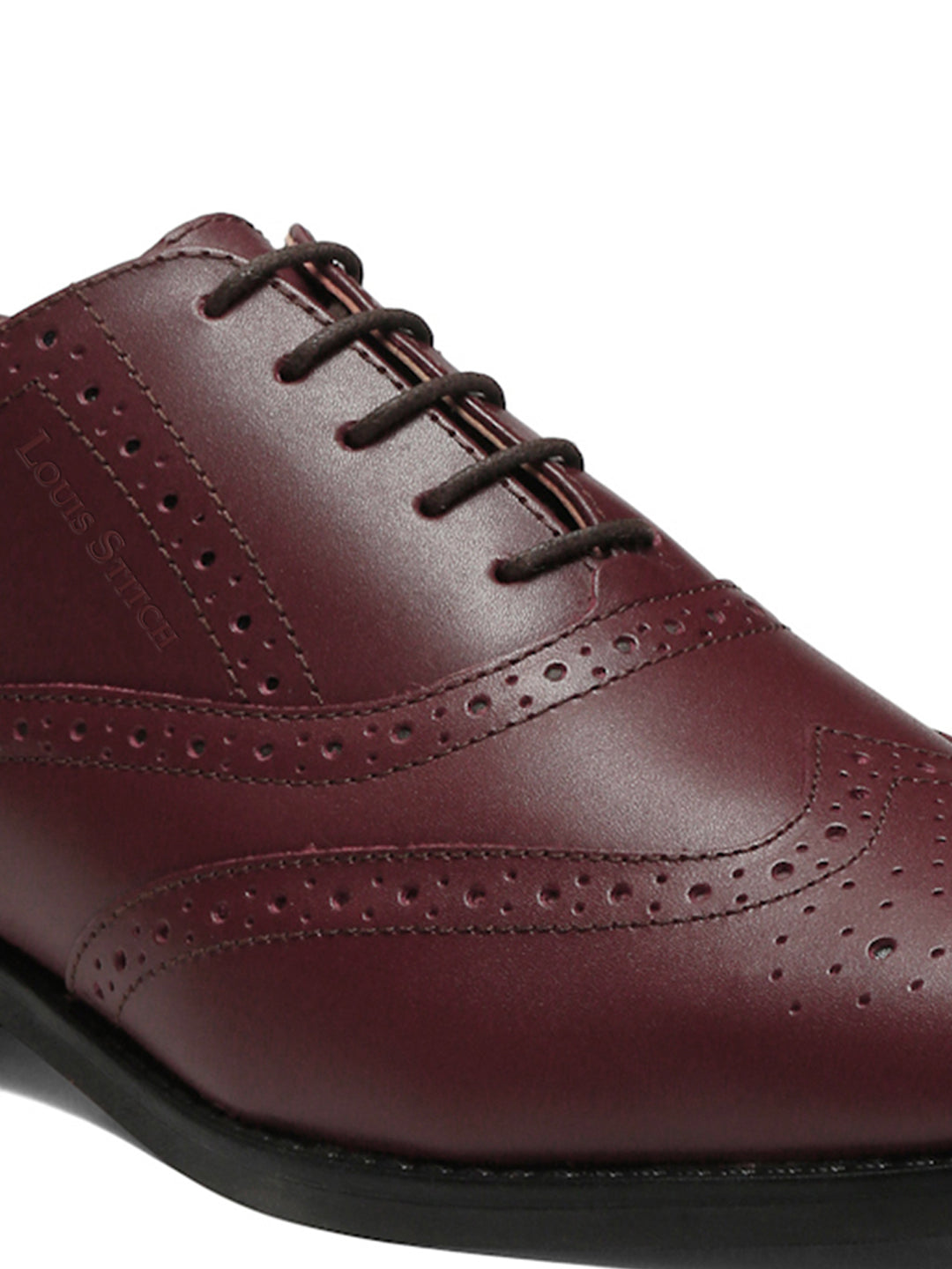 Italian Leather Wingtip Brogue Rosewood Shoes for Men