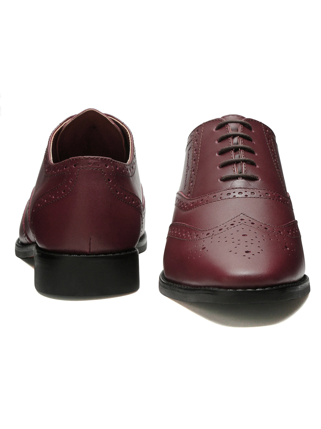 Italian Leather Wingtip Brogue Rosewood Shoes for Men