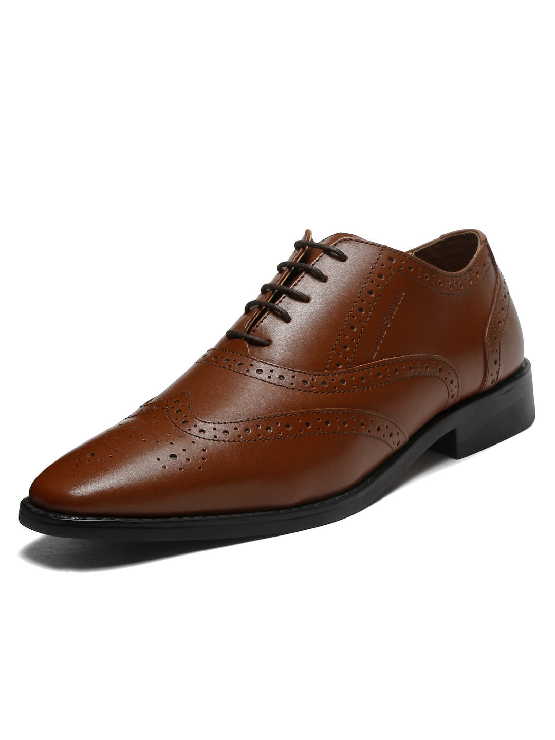 Italian Leather Wingtip Brogue Russet Tan Shoes for Men