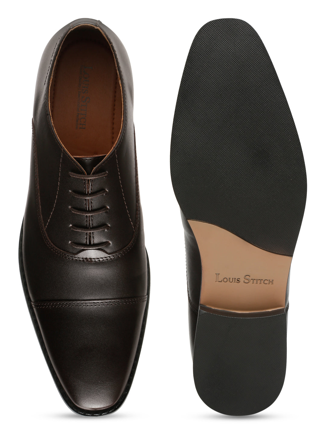 Italian Leather Cap-Toe Brunette Brown Shoes for Men