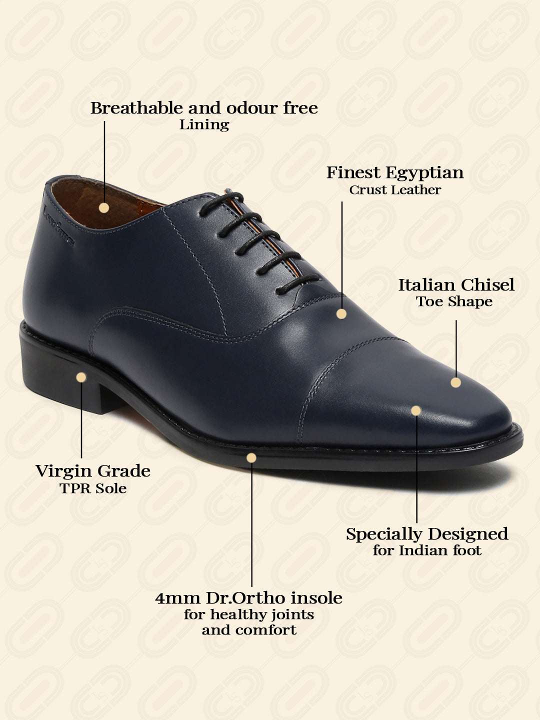 Italian Leather Derby Prussian Blue Shoes for Men