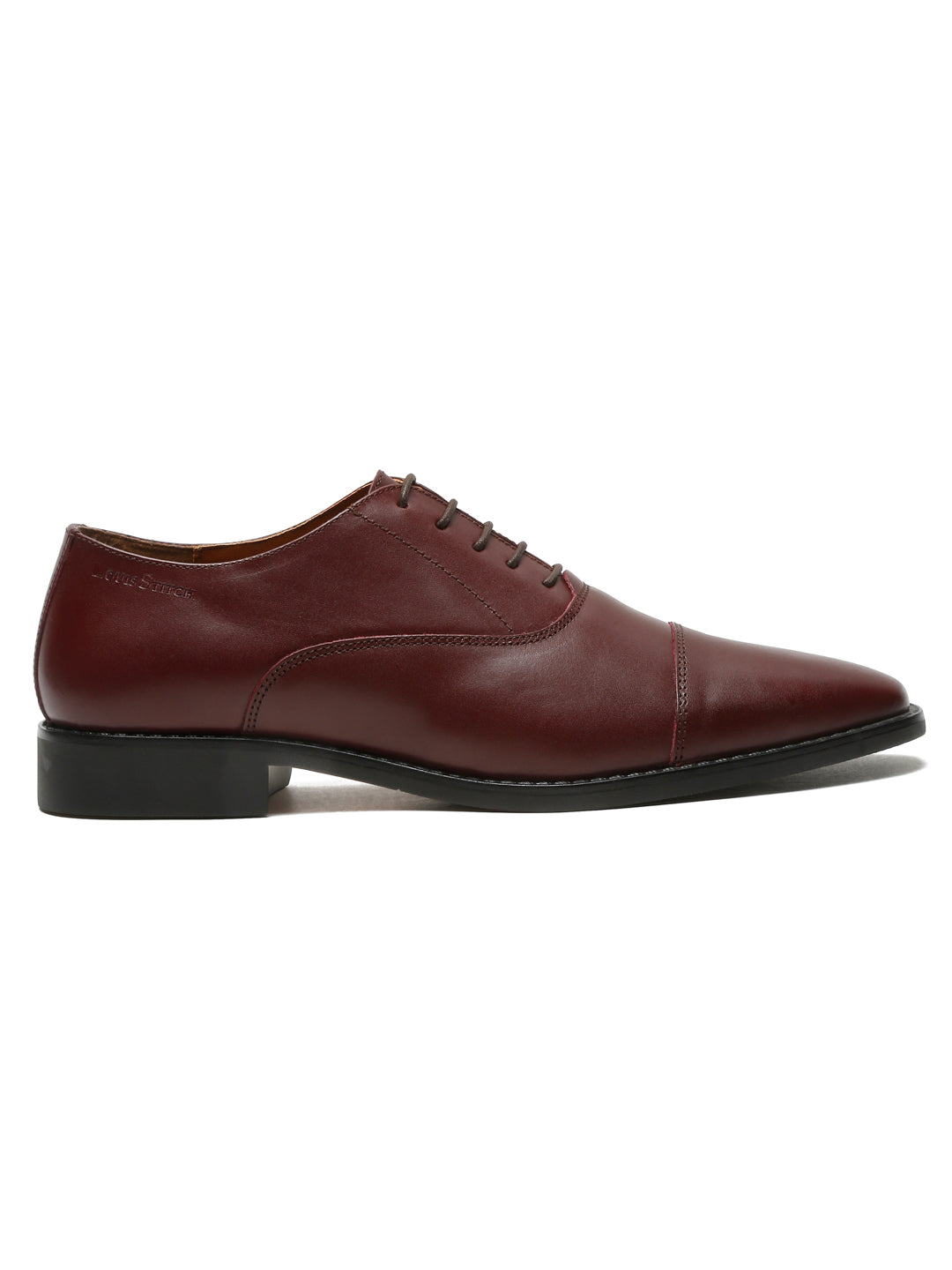 Italian Leather Cap-Toe Rosewood Shoes for Men