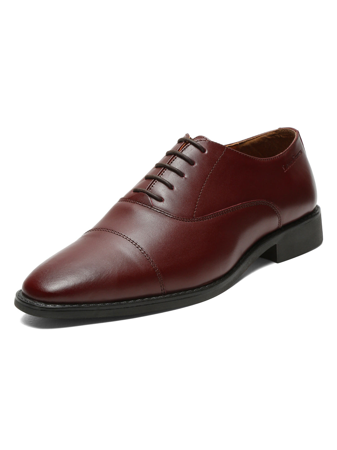 Italian Leather Cap-Toe Rosewood Shoes for Men