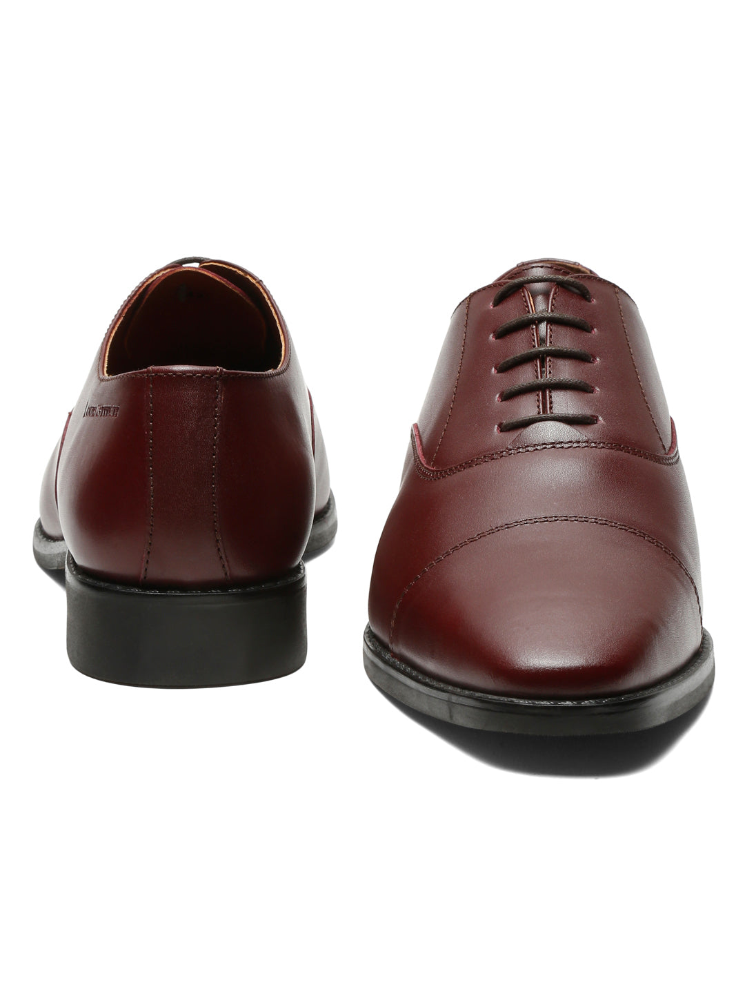 Italian Leather Cap-Toe Rosewood Shoes for Men