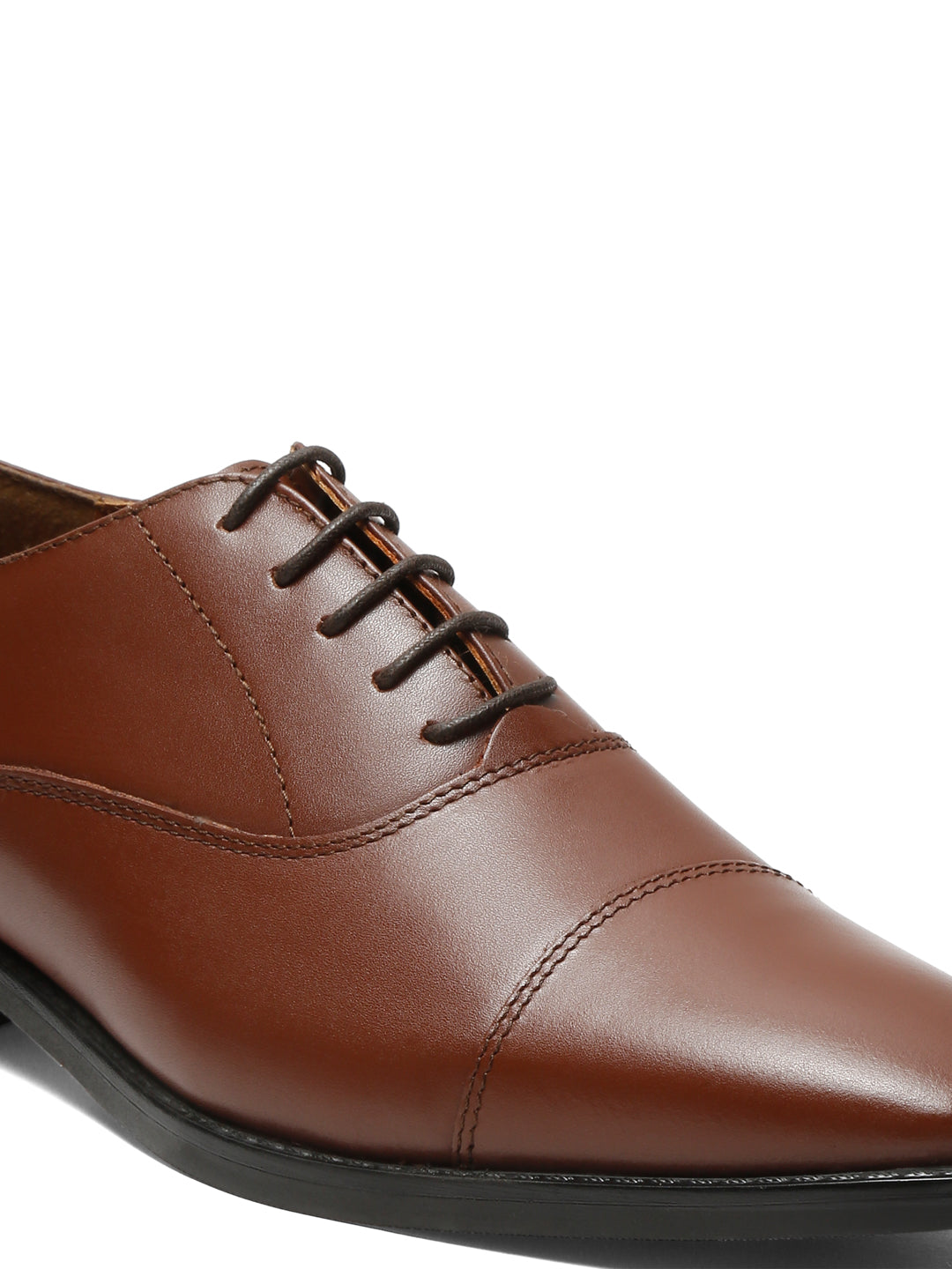 Italian Leather Cap-Toe Russet Tan Shoes for Men