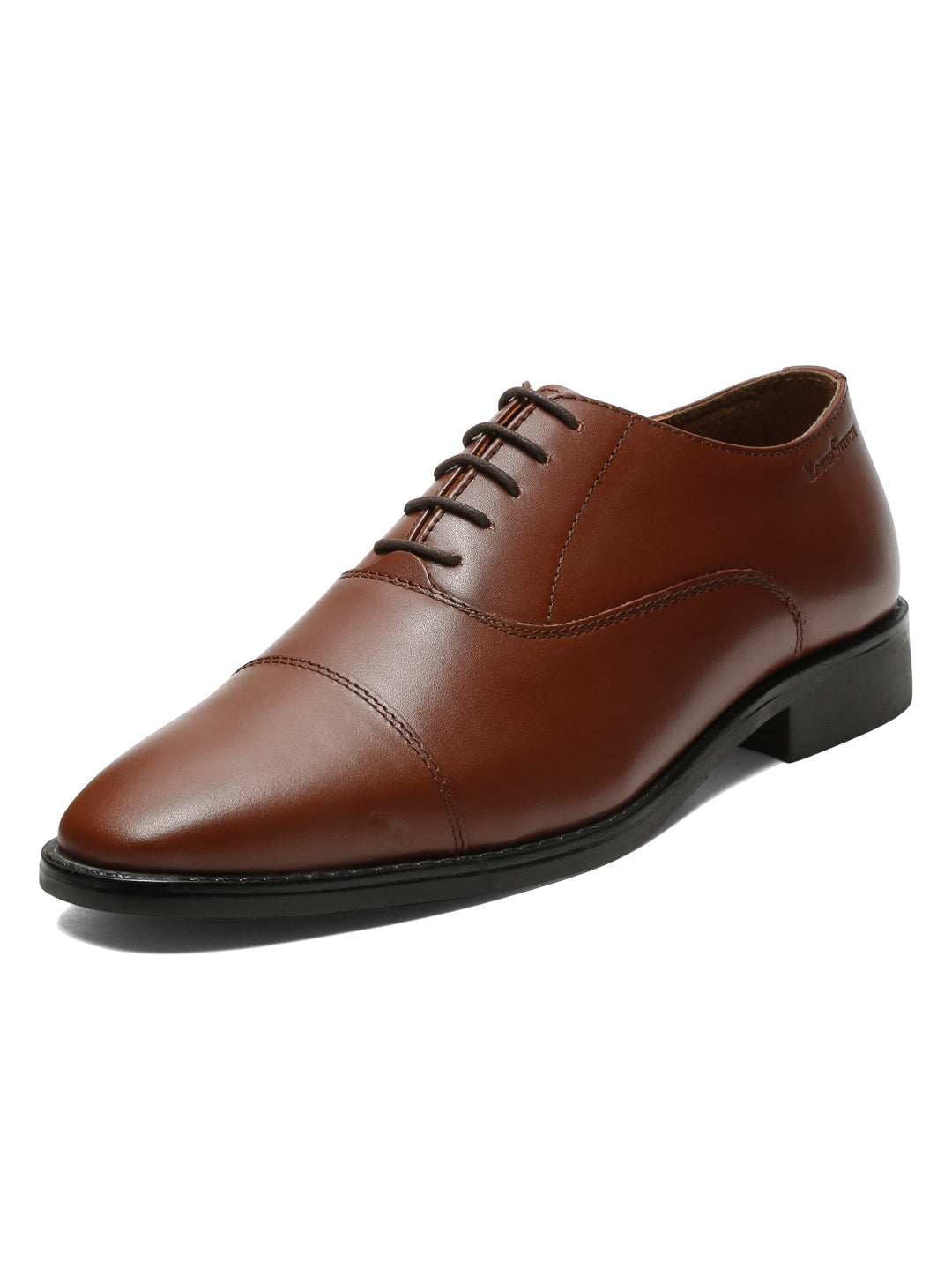 Italian Leather Cap-Toe Russet Tan Shoes for Men