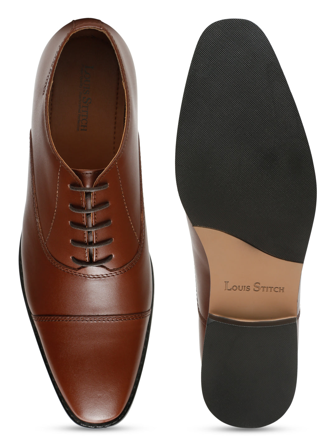 Italian Leather Cap-Toe Russet Tan Shoes for Men