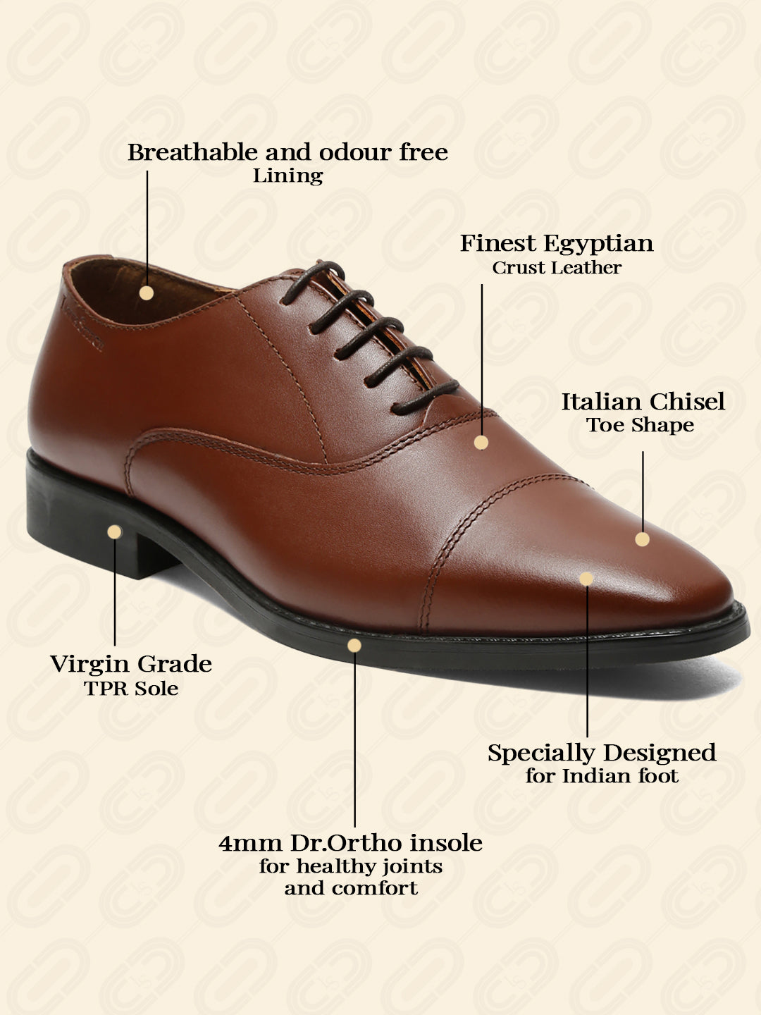 Italian Leather Derby Russet Tan Shoes for Men