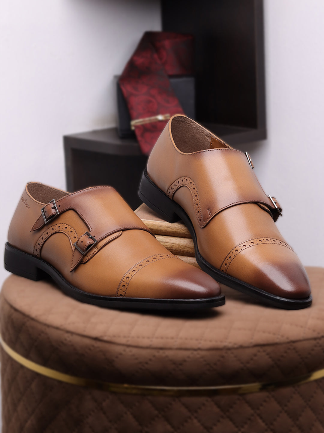 Egyptian Crust Leather Monk British Tan Shoes for Men