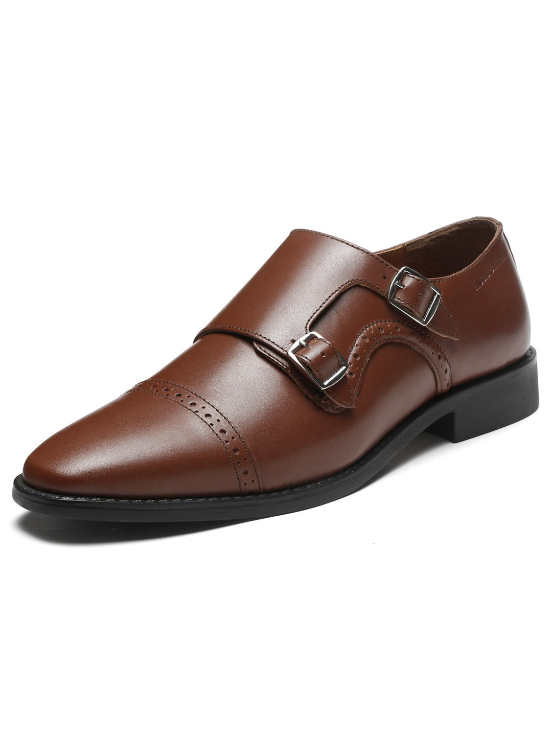 Italian Leather Double Monk Strap Russet Tan Shoes for Men