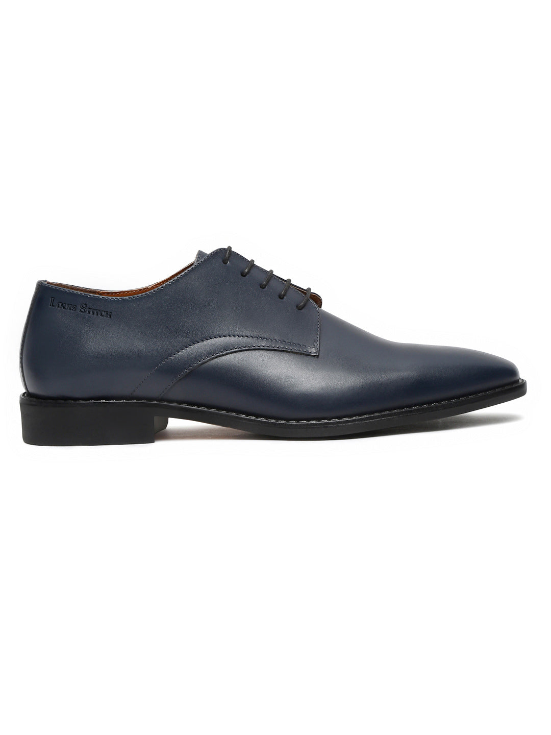 Italian Leather Derby Prussian Blue Shoes for Men