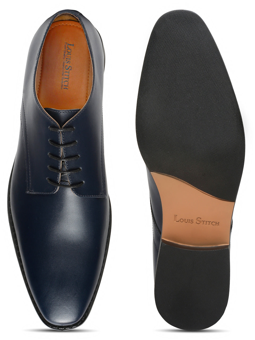 Italian Leather Derby Prussian Blue Shoes for Men