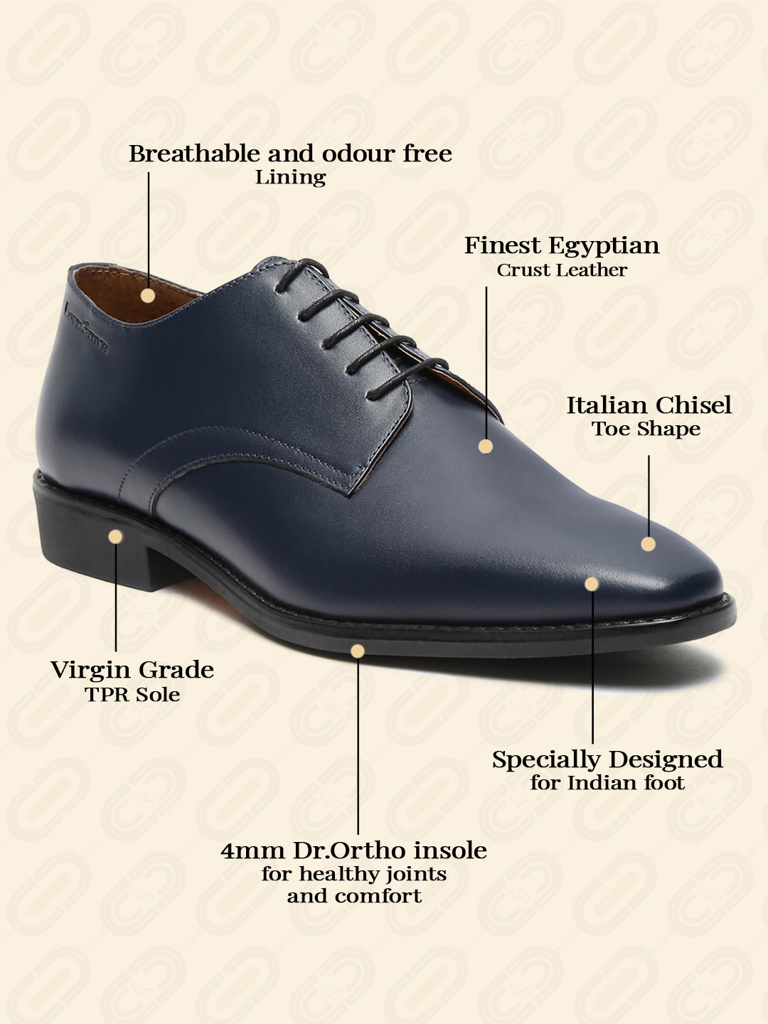 Italian Leather Derby Prussian Blue Shoes for Men