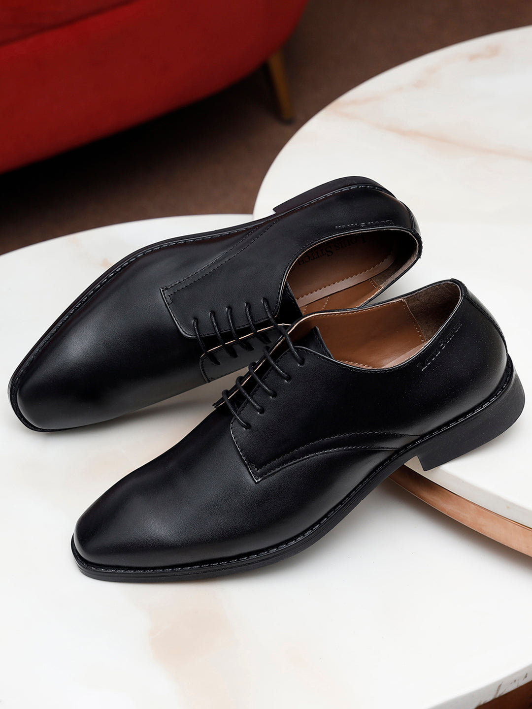 Italian Leather Derby Jet Black Shoes for Men