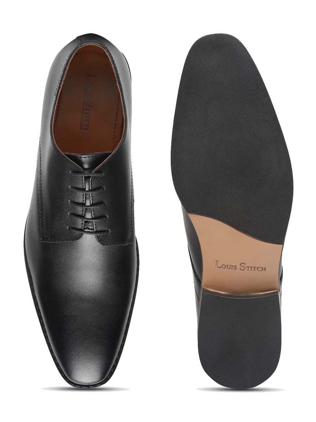 Italian Leather Derby Jet Black Shoes for Men