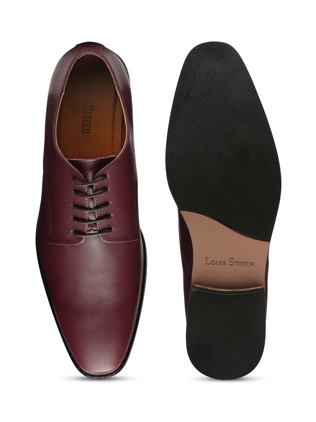 Italian Leather Derby Rosewood Shoes for Men