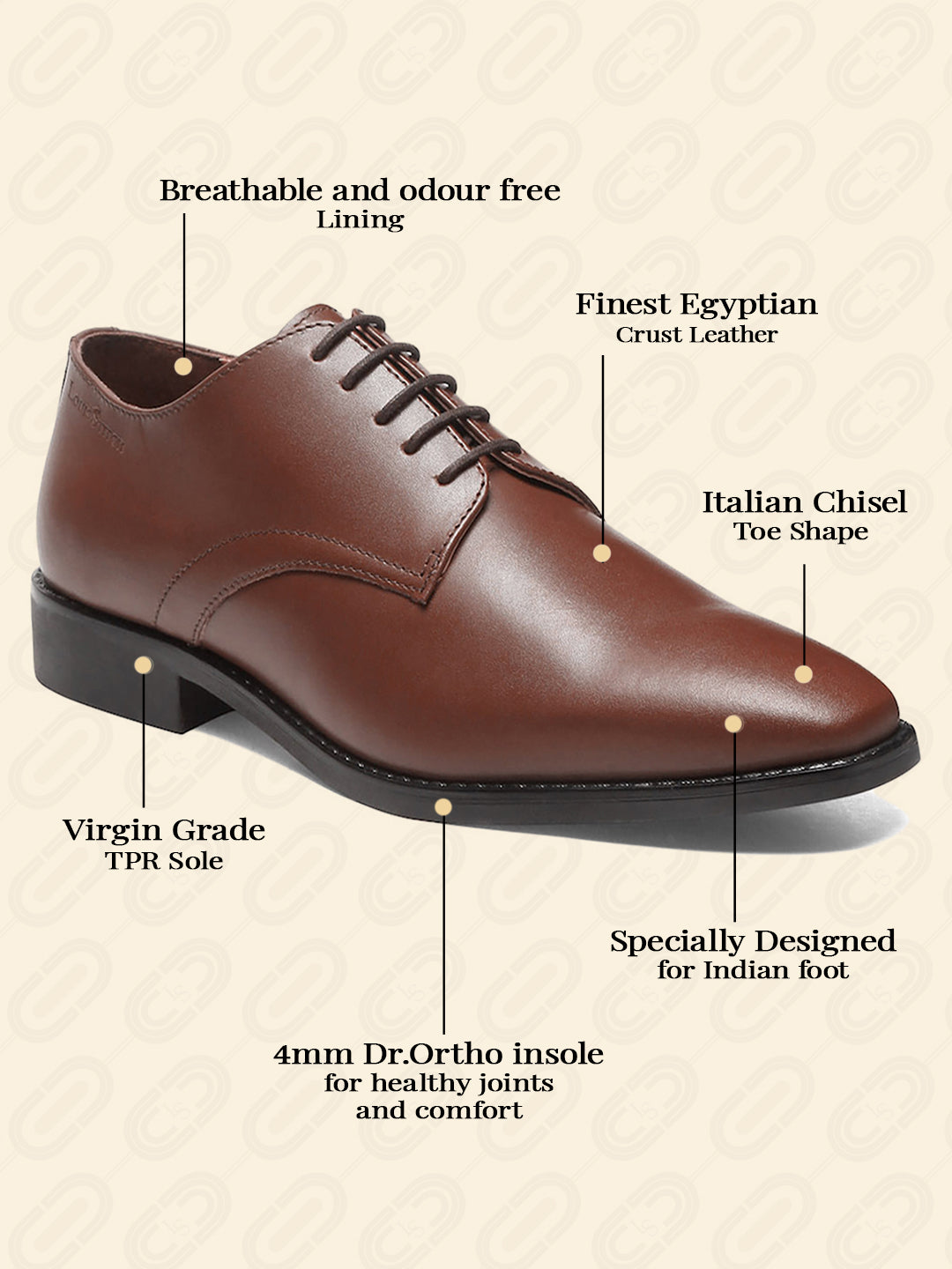 Italian Leather Derby Russet Tan Shoes for Men