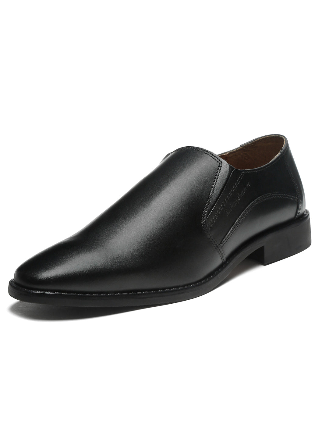 Handmade Italian Leather Formal Slipons Jet Black Shoes for Men