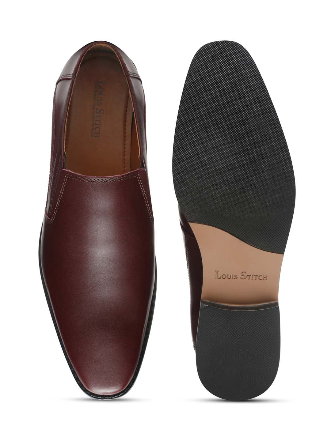 Handmade Italian Leather Formal Slipons Rosewood Shoes for Men