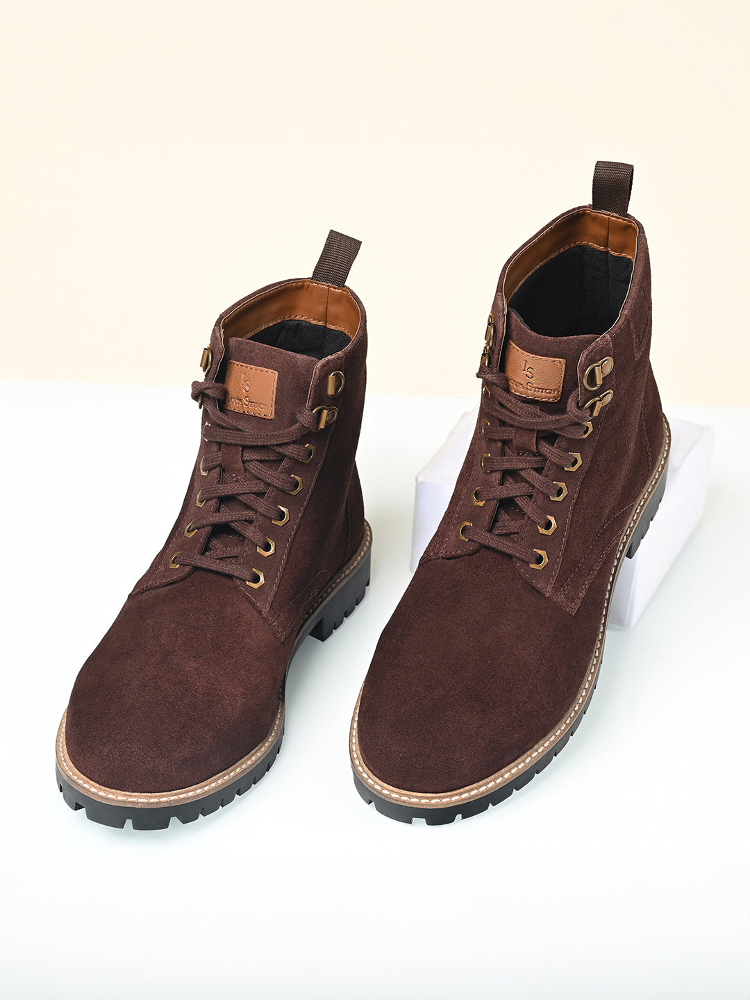 Brunette Brown High Ankle Suede Leather Chukka Boots for Men