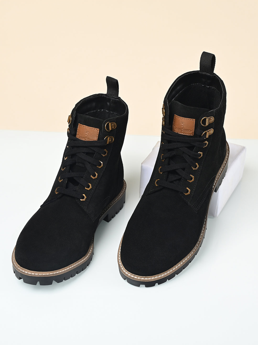 Jet Black High Ankle Suede Leather Chukka Boots for Men