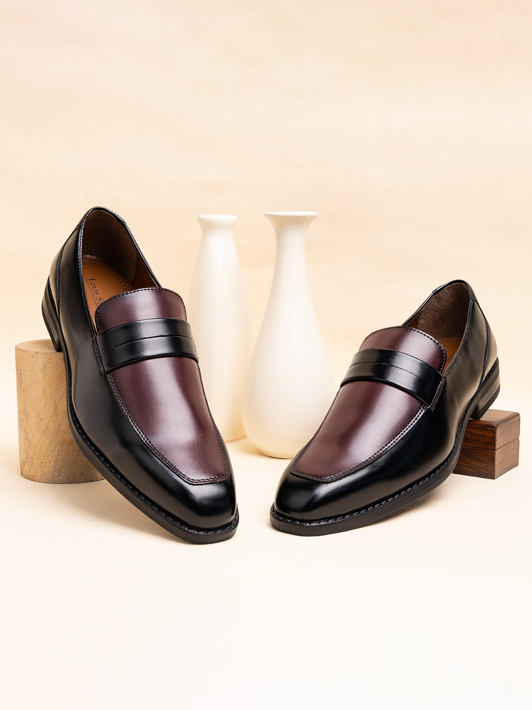 Rosewood Dual Shade Moccasins Slipons for Men